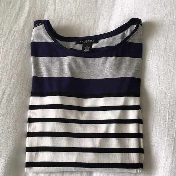 WHBM Nautical Boatneck 3/4 Sleeve Striped Top XS - Picture 10 of 14